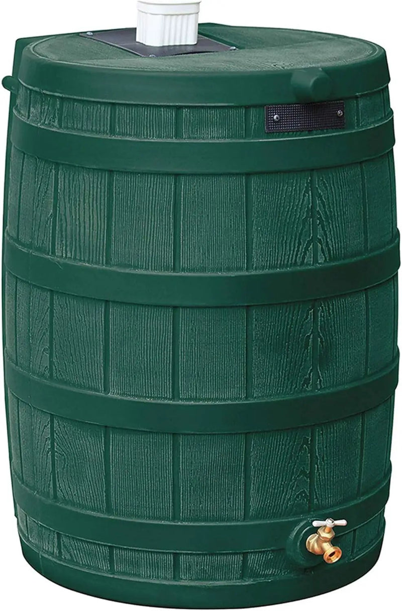 Good Ideas Rain Wizard Water Storage Premium Quality Collection Barrel with Brass Spigot, Safety Screen, and 50 Gallon Capacity, Green (4 Pack) by GreenHaven Gardens