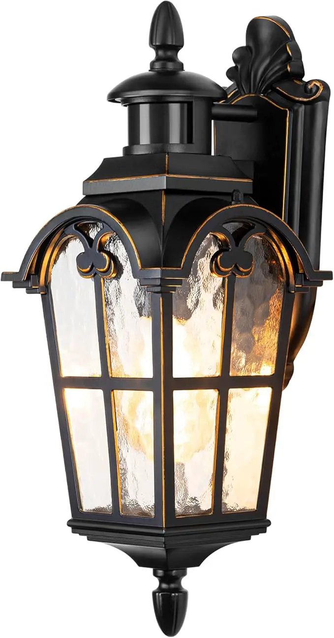 DEWENWILS Motion Sensor Outdoor Wall Lights Dusk to Dawn Exterior Light Fixture Wall Mount, Outdoor Porch Light with Water Ripple Glass, Wall Sconce Lantern for House Garage Patio by GreenHaven Gardens