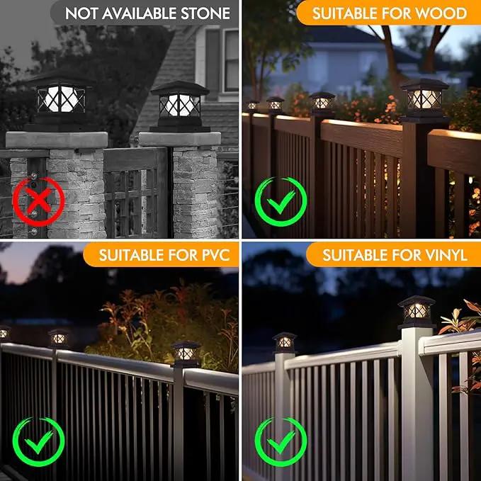 TWINSLUXES Fence Post Cap Light, LED Solar Lights for Deck Posts, Solar Post Caps Light Outdoor for 3.5x3.5/4x4/5x5 Posts, Wood or Vinyl Fence Deck Post, Warm Light (Brown) (8 Pack) by GreenHaven Gardens