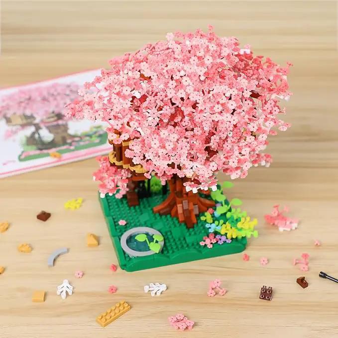 Cherry Blossom Bonsai Tree Mini Micro Building Set, Japanese Sakura Tree House Model Sets for Adults, Flowers House Mini Bricks Building Kit, Creative Gift Toys for Kids 12-14 (2028PCS) by GreenHaven Gardens