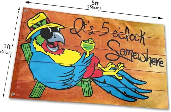It'S 5 O'Clock Somewhere Flag 3x5 Ft Indoor/Outdoor Yard Garden Lawn Holiday Decoration Banner Sign by GreenHaven Gardens