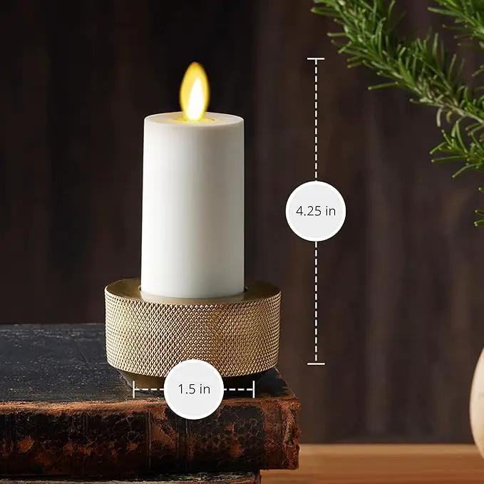 Luminara Outdoor Votive Flameless LED Candle, Set of 2 Ivory 1.5" x 4", Moving Flame Battery Operated Timer Remote Ready IPX4 Matte Plastic Finish by GreenHaven Gardens