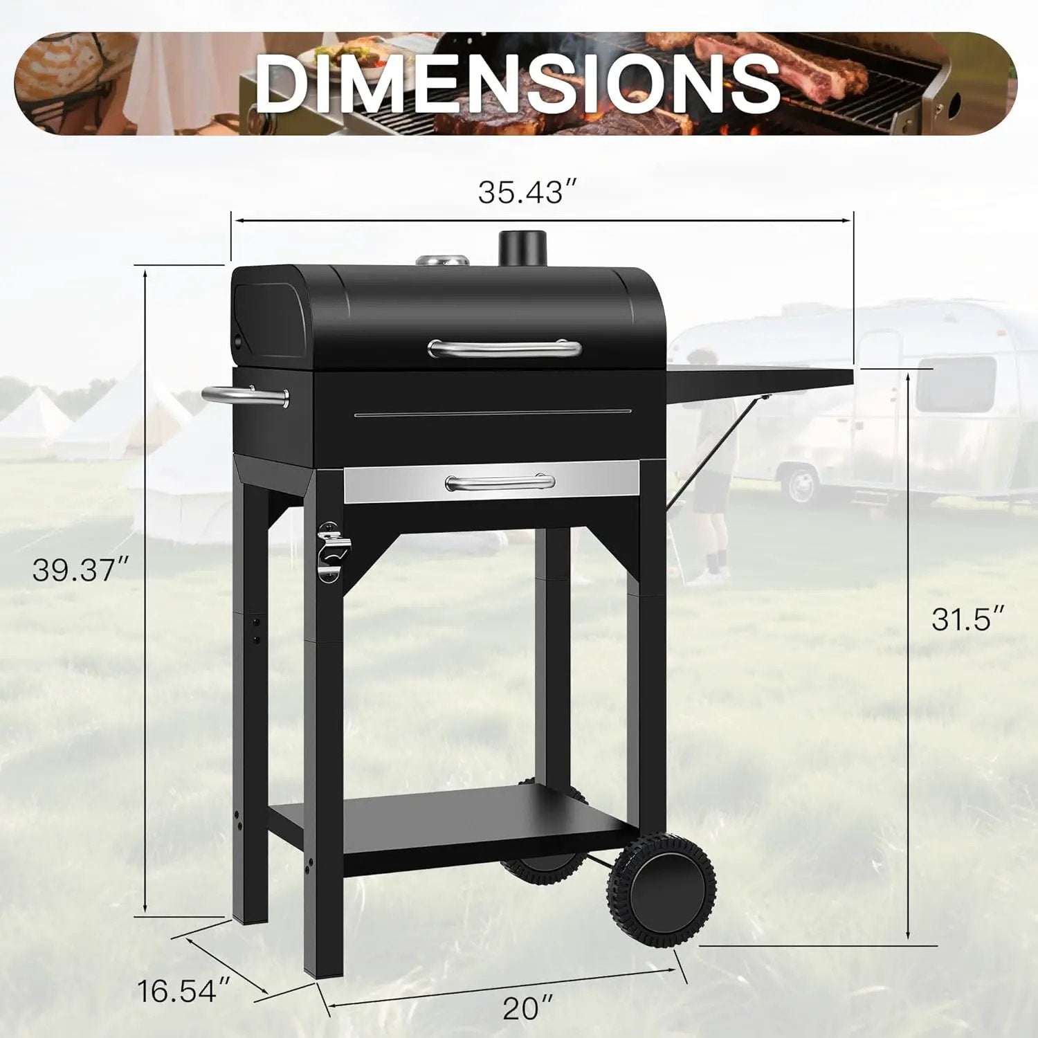 MBY Charcoal Smoker Grill Combo with Offset Firebox – Heavy Duty BBQ Grill with Side Shelf & Warming Rack, Portable for Outdoor Cooking, Backyard, Camping, Tailgating by GreenHaven Gardens