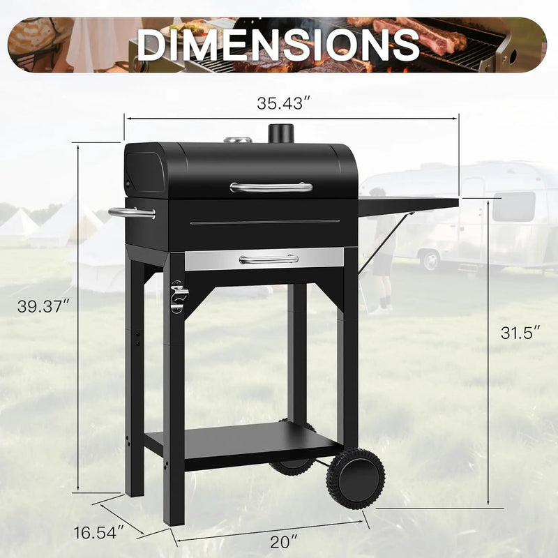 MBY Charcoal Smoker Grill Combo with Offset Firebox – Heavy Duty BBQ Grill with Side Shelf & Warming Rack, Portable for Outdoor Cooking, Backyard, Camping, Tailgating by GreenHaven Gardens