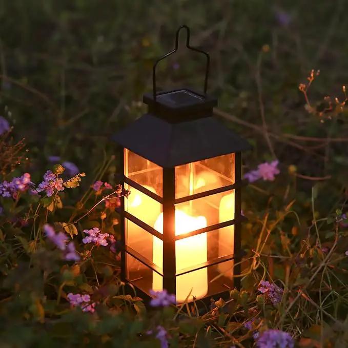 LED Solar Lantern - Outdoor Hanging Solar Lights Waterproof Flickering Flame Candle Light for Patio Courtyard Garden Decorative(2 Pack) by GreenHaven Gardens