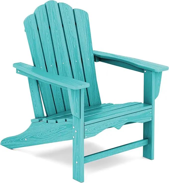 KINGYES HDPE Adirondack Chair, Classic for Patio Garden, Fire Pit, Backyard & Lawn Furniture, Easy Maintenance All Weather Adult Size Adirondack Chair, Crystal Blue by GreenHaven Gardens