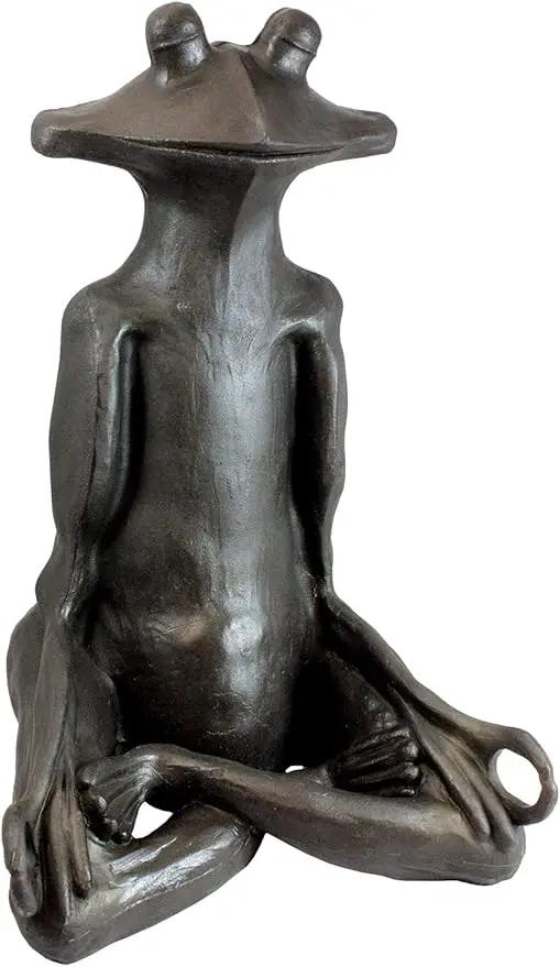 Emsco Group 92510 Yoga Frog Statue – Natural Appearance – Made of Resin – Lightweight – 21” Height Garden, BRONZE by GreenHaven Gardens