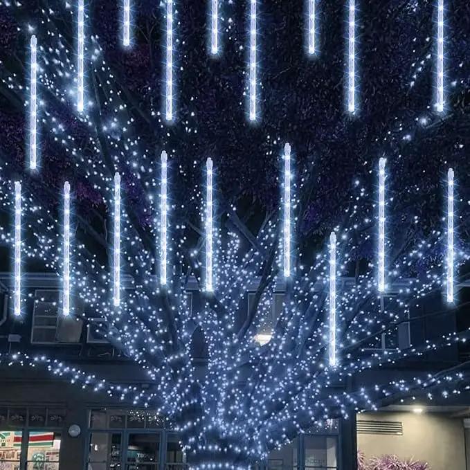 TW SHINE White Christmas Meteor Shower Lights Outdoor, 288LED 12" 8 Tubes Waterproof Christmas Lights Outdoor Plug in, Snow Falling Rain Icicle Xmas Lights Decorations, White by GreenHaven Gardens