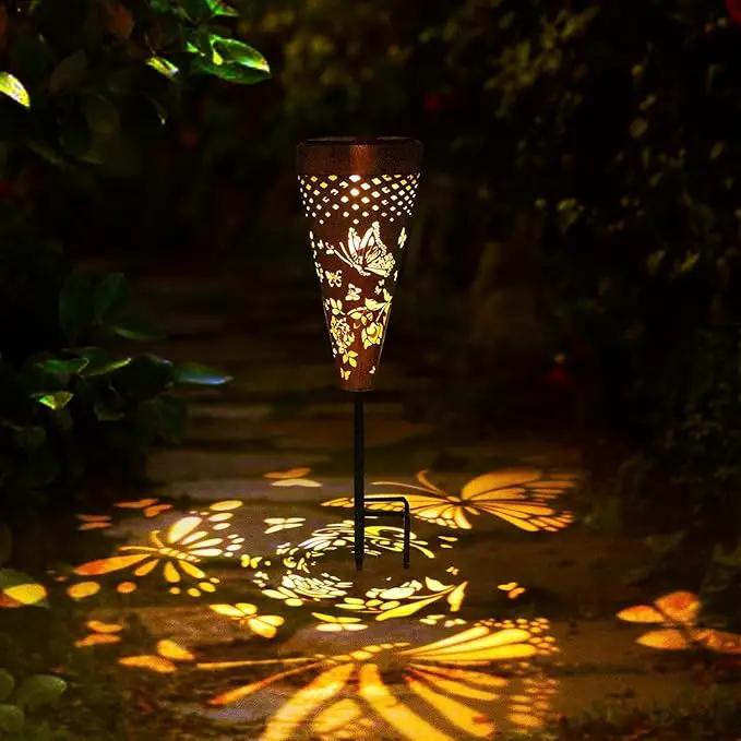 DIBIEECN 4 Pack Butterfly Solar Garden Pathway Lights Outdoor,Metal Garden Decorations Outdoor Lights with Patterns and Warm Light,Waterproof Landscape Lighting for Path Patio Backyard Yard by GreenHaven Gardens