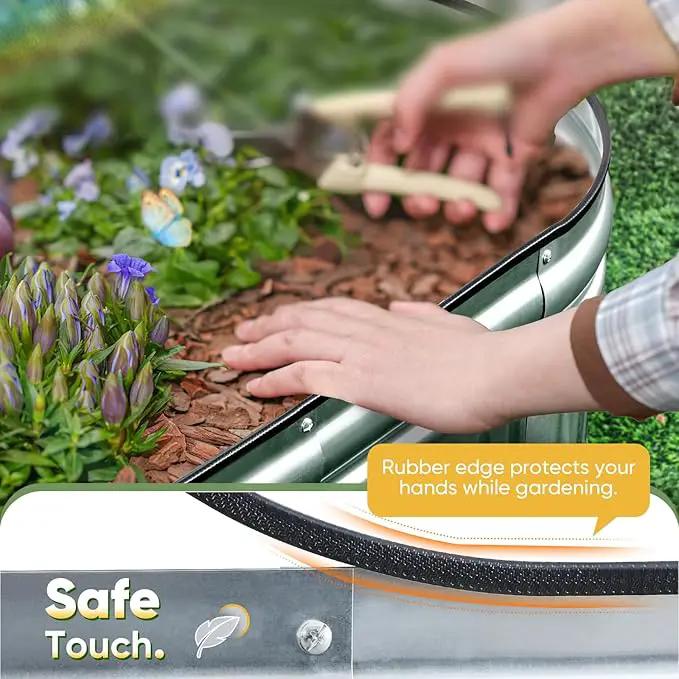 KING BIRD Raised Garden Bed Kit 2025 Upgraded Modular DIY Galvanized Planter Garden Box Outdoor for Gardening, Vegetables, Flowers, Elegant Roman Column Design, 47x24x12 in, Silver by GreenHaven Gardens