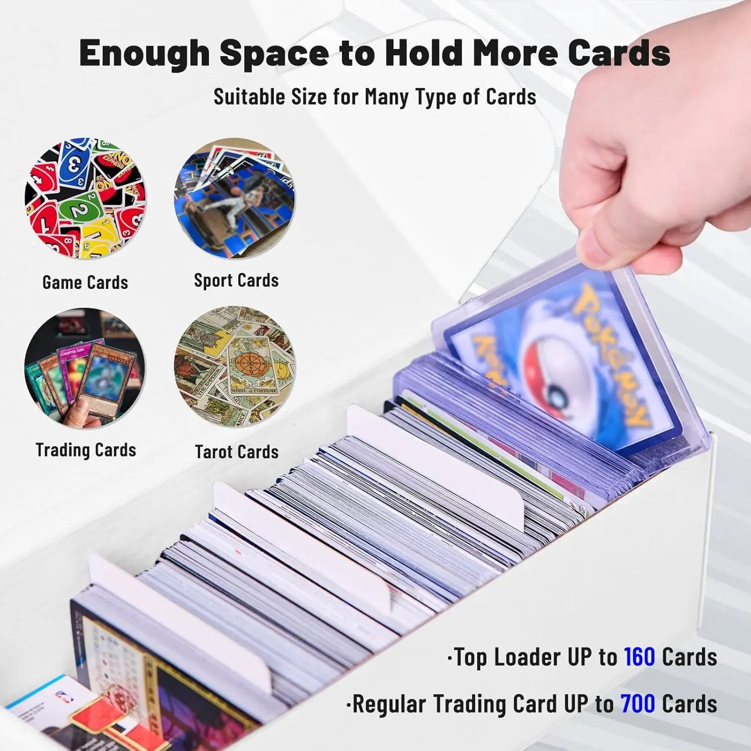 NUMINA 7 Pack 600 Card Storage Box Organizer for Trading Card Collection, Heavy Duty Sports Cardboard Box, Trading Gaming Cards Storage Box with Adjustable Dividers by GreenHaven Gardens