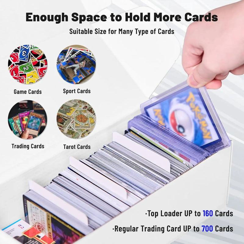 NUMINA 7 Pack 600 Card Storage Box Organizer for Trading Card Collection, Heavy Duty Sports Cardboard Box, Trading Gaming Cards Storage Box with Adjustable Dividers by GreenHaven Gardens