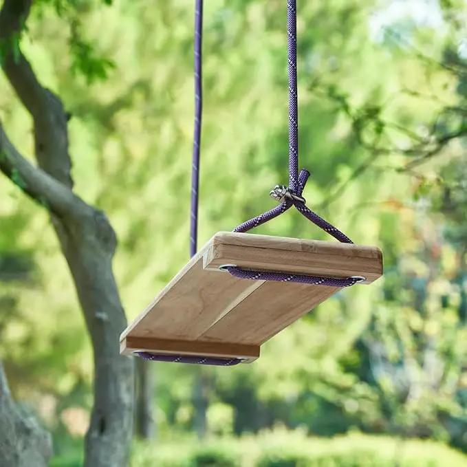 Teak Wooden Swing, Outdoor Wood Tree Swing Seat for Kids or Adults for Backyard Columpio, Height Adjustable (20.5x7.5inch) by GreenHaven Gardens