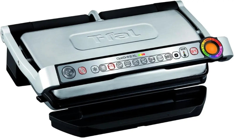 T-Fal OptiGrill Stainless Steel XL Electric Grill 6 Servings 9 Intelligent Automatic Cooking Modes 1800 Watts Nonstick Removable Plates, Dishwasher Safe, Indoor, Frozen Food by GreenHaven Gardens