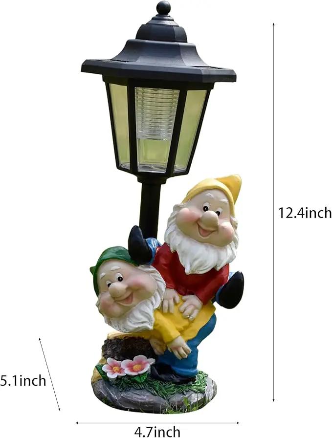 Solar Garden Country Farm Gnomes with Light, Outside-Outdoor Decorations Funny Playing Gnomes for Patio Yard Lawn Walkway Ornaments Clearance Housewarming Gifts for Mom Grandma Birthday by GreenHaven Gardens
