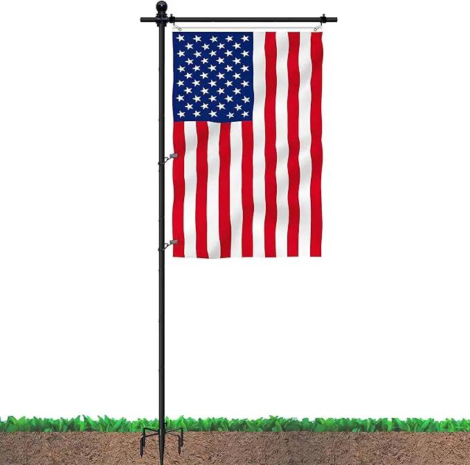 10FT Flag Pole Stand for Garden – Adjustable Outdoor Flagpole with 5-Prong Base, Freestanding Aluminum Banner Holder for 3x5ft & 28"x40" Flags – Wind-Resistant & Lightweight – Black by GreenHaven Gardens