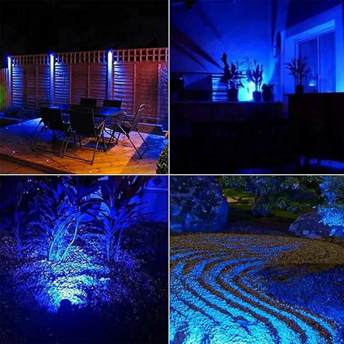 T-SUN Blue Solar Spotlights, Solar Lights Outdoor Waterproof, Auto ON/Off Adjustable Solar Garden Pond Lights for Tree, Patio, Yard, Garden, Driveway, Stairs, Pool Area (Blue- 2 Pack) by GreenHaven Gardens