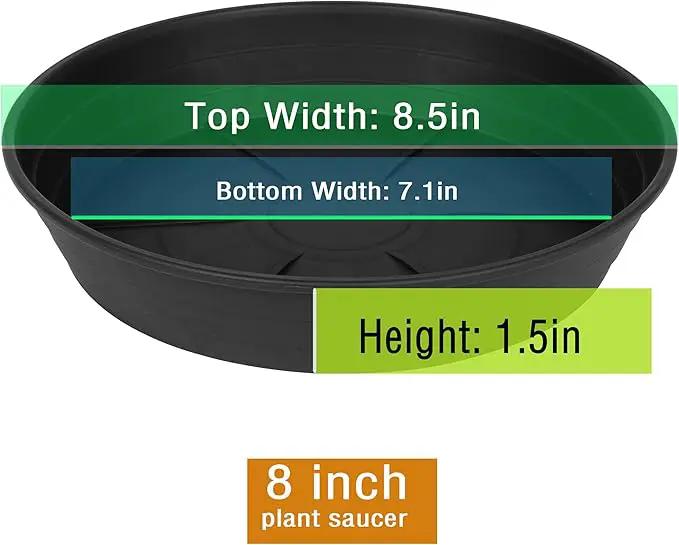 4 Packs 8 Inches Plant Saucer Drip Trays, Round Plastic Plant Pot Saucers Flower Pot Tray for Indoor Outdoor by GreenHaven Gardens
