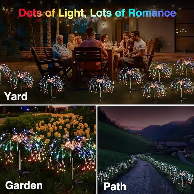 Firework Solar Garden Lights, 120 LED Solar Firework Lights with 8 Lighting Modes, Waterproof Sparkler Starburst Solar Lights Outdoor for Yard Porch Patio Backyard Decor Present, 4 Pack by GreenHaven Gardens