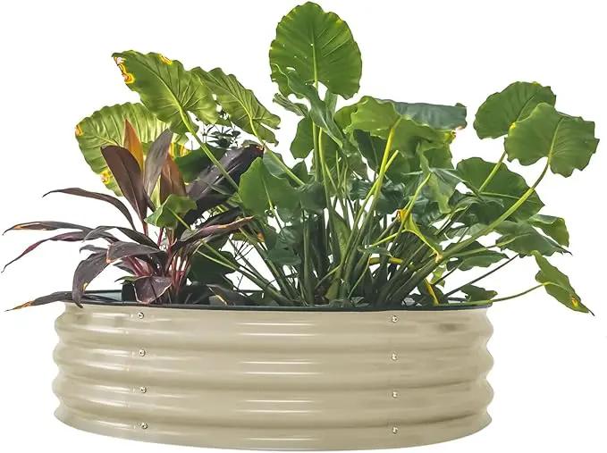 Vego garden 11" Tall 42" Round Raised Garden Bed Metal Raised Bed Planter Box for Vegetables Flowers Patio, Pearl White by GreenHaven Gardens