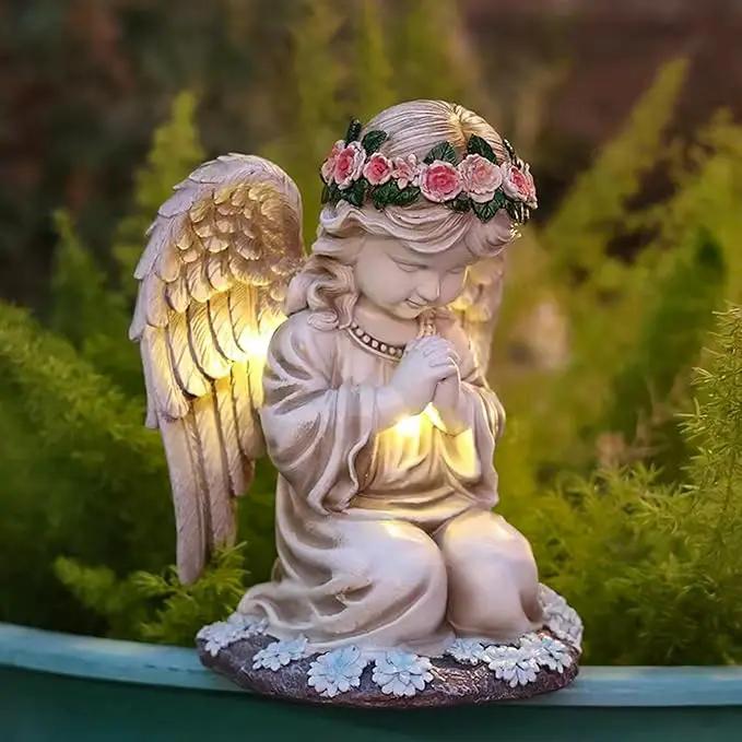Praying Angels Figurine,Solar Garden Angel Statues, Waterproof Kneeling Angel Sculpture, Outdoor Decor Ornament for Patio Lawn Yard Balcony, Garden Gift by GreenHaven Gardens