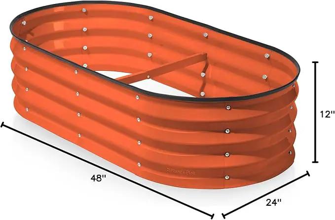 Galvanized Raised Garden Beds Outdoor // 4×2×1 ft Planter Raised Beds for Gardening, Vegetables, Flowers (Orange) // Large Metal Garden Box by GreenHaven Gardens