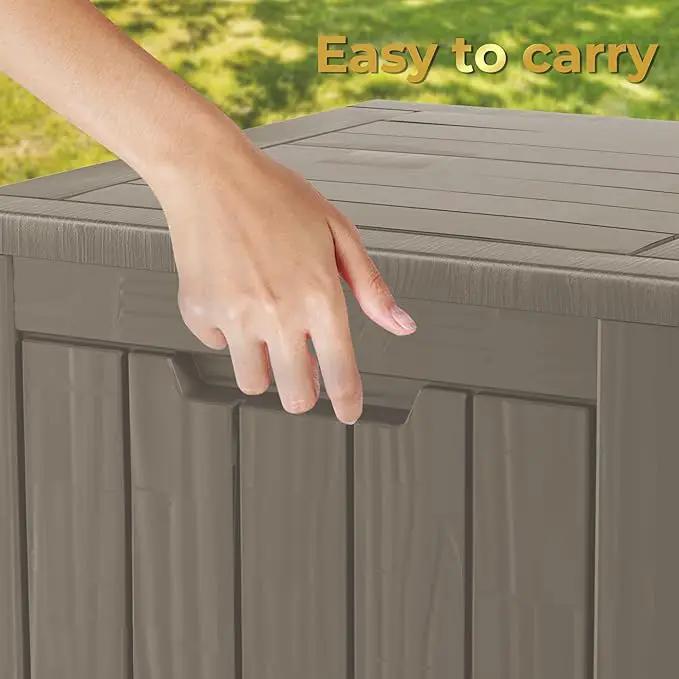 35 Gallon Lockable Resin Deck Box, Waterproof & UV-Resistant Outdoor Storage Box for Outdoor Cushion Storage, Garden Tools & Pool Accessories Storage, Gray by GreenHaven Gardens