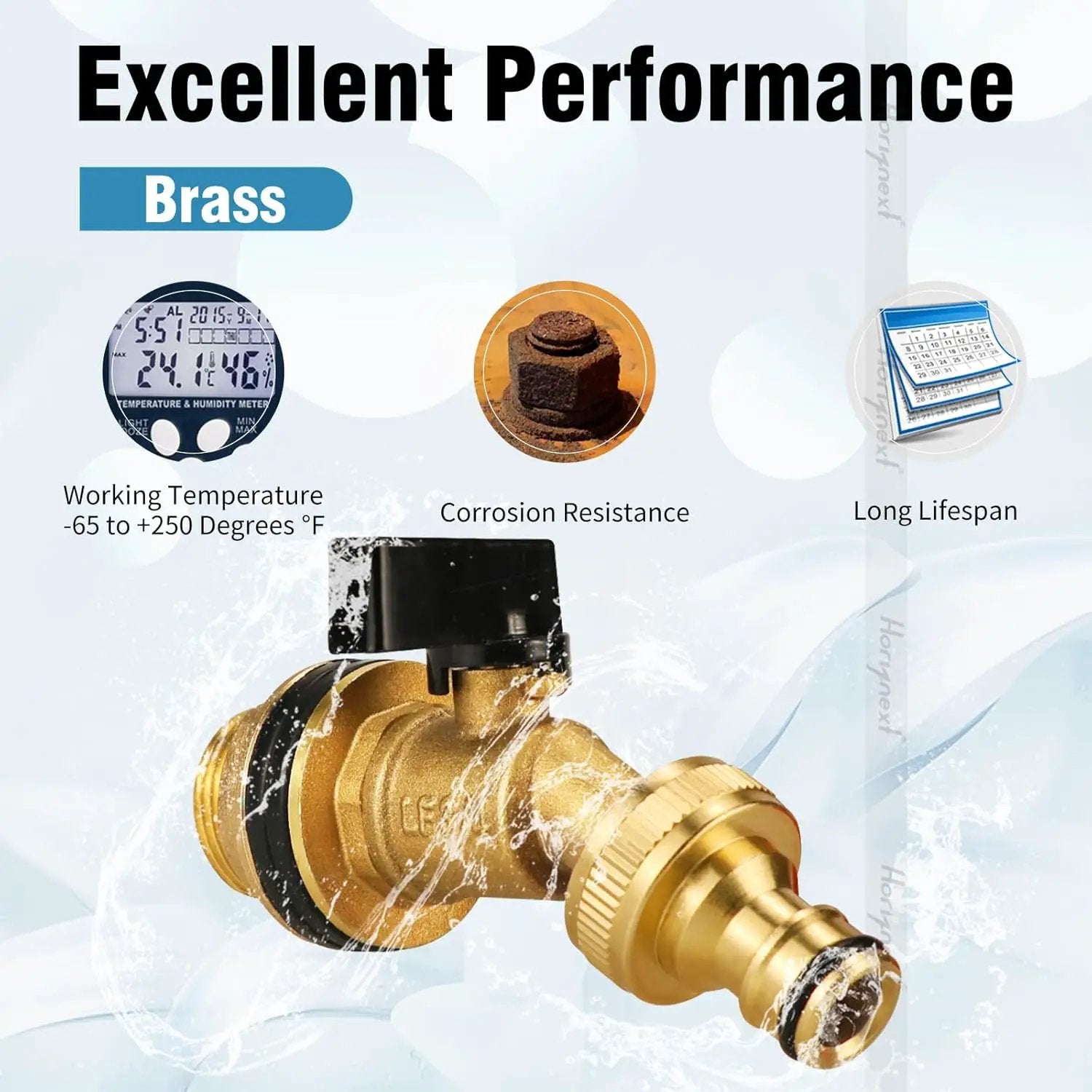 spigot for rain barrel parts kit, brass water barrel spigots accessories for 55 gallon bucket, garden hose connector adapter bulkhead fitting, 1-1/4 inch O.D. thread 5/8 inch barb O.D. by GreenHaven Gardens