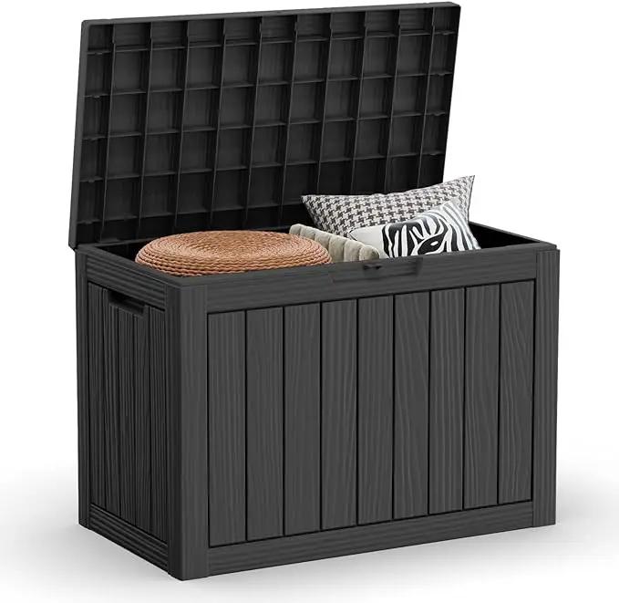 45 Gallon Outdoor Storage Box – Waterproof Deck Box for Garden & Patio,Black by GreenHaven Gardens