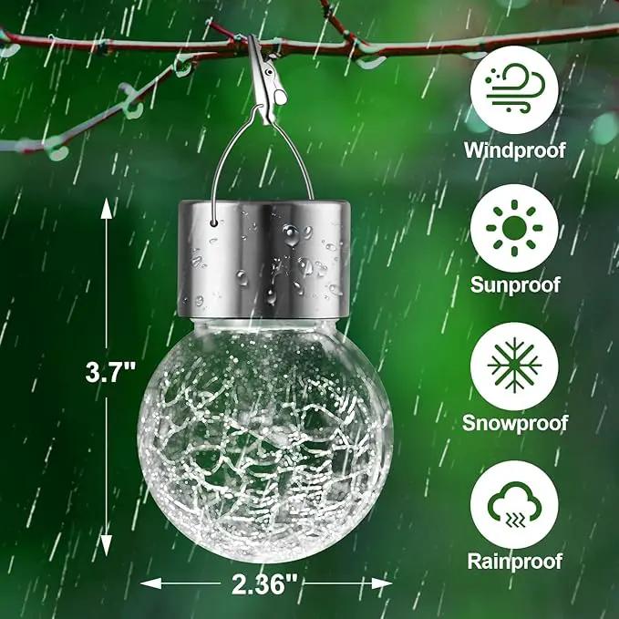 Solar Lights Outdoor Hanging Decorative Globe 8 Pack, Waterproof Solar Lantern with Handle and Clip, Solar Powered Glass Ball Lights for Garden Yard Fence Tree Umbrella Holiday Décor, Cold White by GreenHaven Gardens