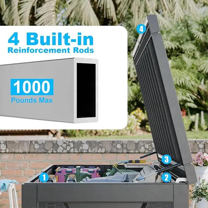 260 Gallon Waterproof Outdoor Storage Box,Large Resin Deck Box,Lockable Outside Storage Box Container for Patio Furniure,Garden,Tools (260 Gallon,Black) by GreenHaven Gardens