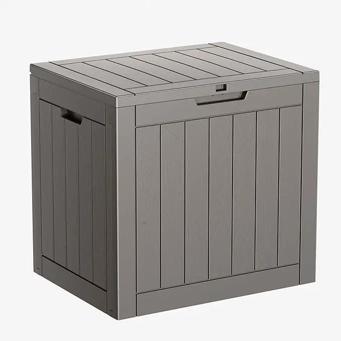 31 Gallon Resin Deck Box, Lockable Patio Outdoor Storage Box for Furniture, Garden Tools and Tools Storage, Waterproof Outside Storage Boxes - Grey by GreenHaven Gardens