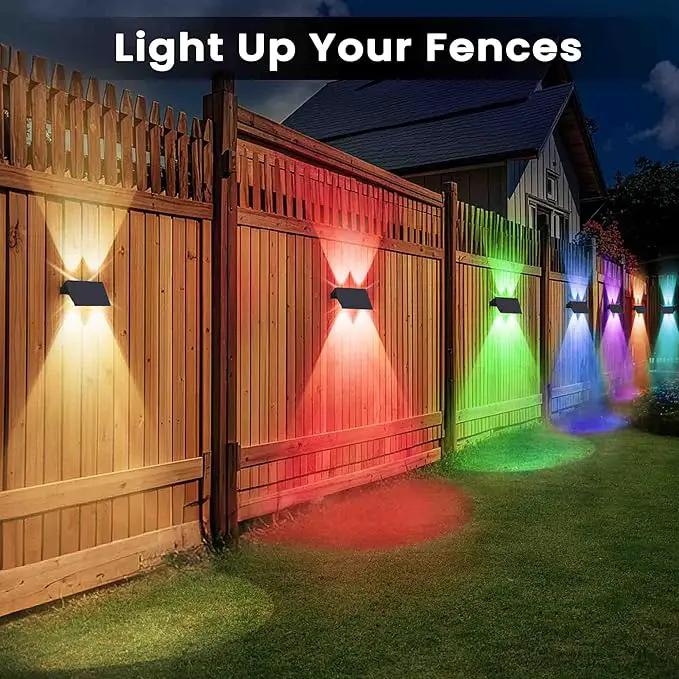Fence Lights Solar Powered, 6-Pack Solar Fence Lights Up/Down Flexible Buttons, IP67 Waterproof for Outdoor, 120LM Bright, Auto Dusk to Dawn for Wall/Stairs/Yard/Railing/Deck/Pathway (White & RGB) by GreenHaven Gardens