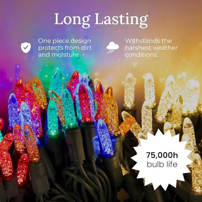 Pro Christmas M5 LED Holiday Lights - 70 Bulbs, 23.3ft - Professional Grade Indoor Outdoor Diamond Cut Sparkle Light Strings for Home Decorations and Christmas Trees - Blue by GreenHaven Gardens