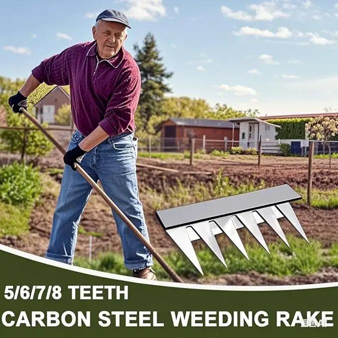 Gardening Hand Weeder Puller Tool, Manual Weeder with Detachable Blade Weeder Puller Tool,High-Carbon Steel Weed Removal Tool for Farm Lawn Garden, 5/6/7/8 Teeth Sizes (6 Teeth) by GreenHaven Gardens