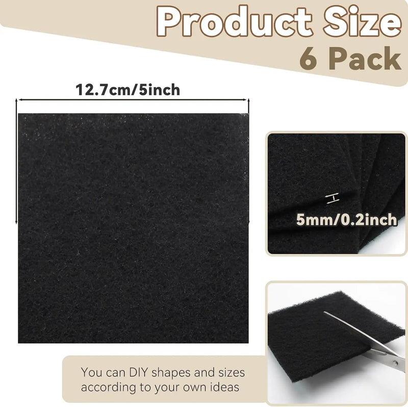 Biaungdo 6 Pack 5 Inch Sqaure Charcoal Filter Replacements, Black Kitchen Compost Bin Filters for Countertop Square Carbon Filter Bin Pail Replacement by GreenHaven Gardens
