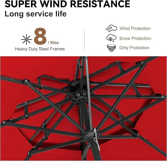 9ft Outdoor Patio Umbrella - 2 Tiers Table Umbrella Waterprool UV Protection, Sombrillas de Patio with Push Button Tilt&Crank, Sun Umbrella for Pool, Porch, Garden, Backyard(Red) by GreenHaven Gardens