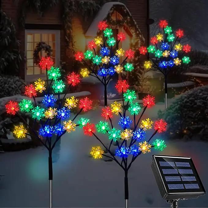 4-Packs 80LEDs Solar Snowflake Christmas Stake Lights, 8 Modes Wonderland Solar Snowflake Lights for Outdoor Christmas Decorations, Waterproof Solar Christmas Lights for Garden Yard Pathway Walkway by GreenHaven Gardens