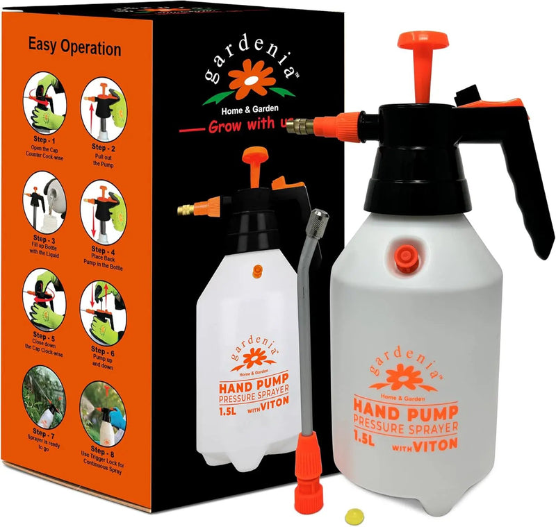 Handheld Pumping Sprayer Viton Seals Sprayers in Lawn and Garden, Spray Bottles for Cleaning Chemical Sprayer Continuous Spray Bottle for Plants 1.5L (0.4 Gal/51oz) by GreenHaven Gardens