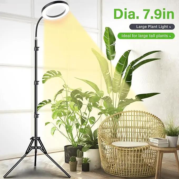 LORDEM Grow Light for Indoor Plants, Full Spectrum Plant Light with Auto Timer for 4/8/12H, 7.9" Diameter Growing Lamp with 108 LEDs, 4 Dimmable Levels, Adjustable Stand 24"-67" by GreenHaven Gardens