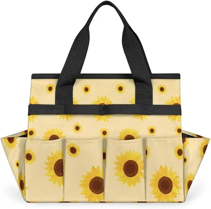 Sunflower Gardening Tool Bag,Heavy Duty Garden Tote Bag,Portable Oxford Gardening Storage Basket Organizer Handbag with Pockets Handle,Hand Tools Gifts for Outdoor Garden Lawn Yard by GreenHaven Gardens