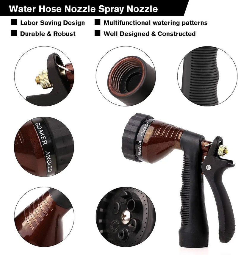 GREEN MOUNT Water Hose Nozzle Spray Nozzle, Metal Garden Hose Nozzle with Adjustable Spray Patterns, Perfect for Watering Plants, Washing Cars by GreenHaven Gardens