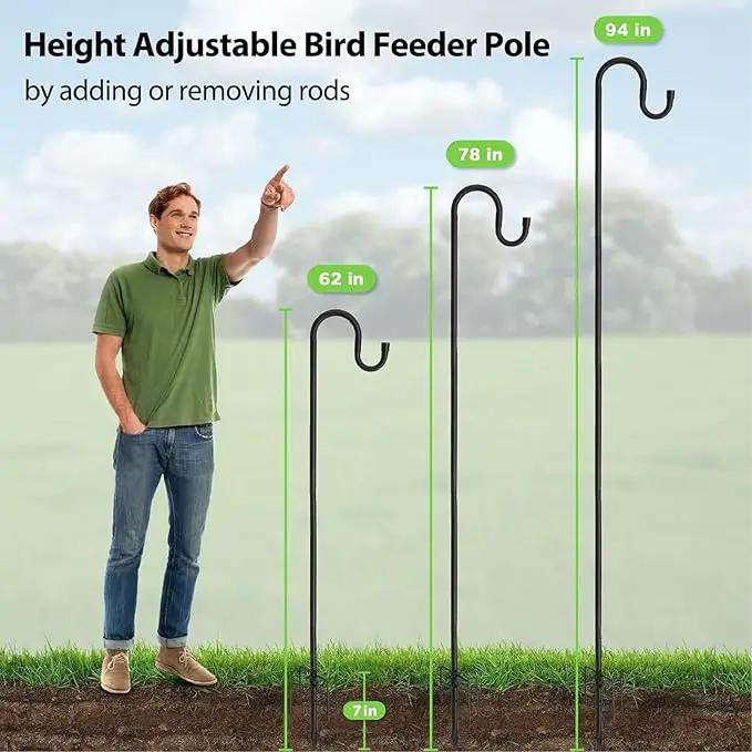 Bird Feeder Pole, 62" Shepherds Hooks for Outdoor, Hummingbird Feeders Stand Heavy Duty with Stable 5-Prong Base, Hanging Plant Shepherd Hook Hanger Stick for Outside Garden Yard Wedding by GreenHaven Gardens