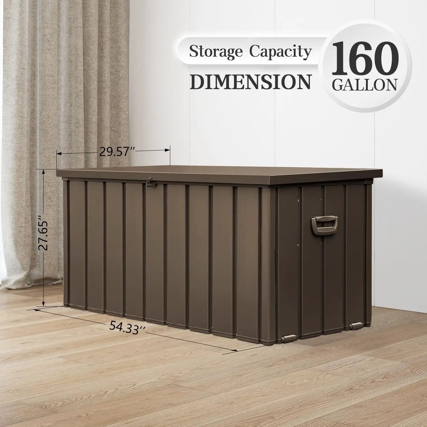 Domi 160-Gallon Outdoor Storage Box – Waterproof, Lockable Storage Cabinet for Patio Furniture, Garden Tools & Pool Supplies – Large Metal Storage for Cushions, Toys & More by GreenHaven Gardens