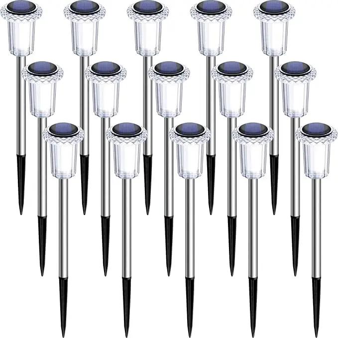 DenicMic Solar Lights Outdoor Pathway Lights 3000K LED Waterproof Acrylic Lamp Head Stainless Steel Stake for Yard Garden Landscape Path Walkway Driveway Patio Lawn (15Pack Warm White) by GreenHaven Gardens