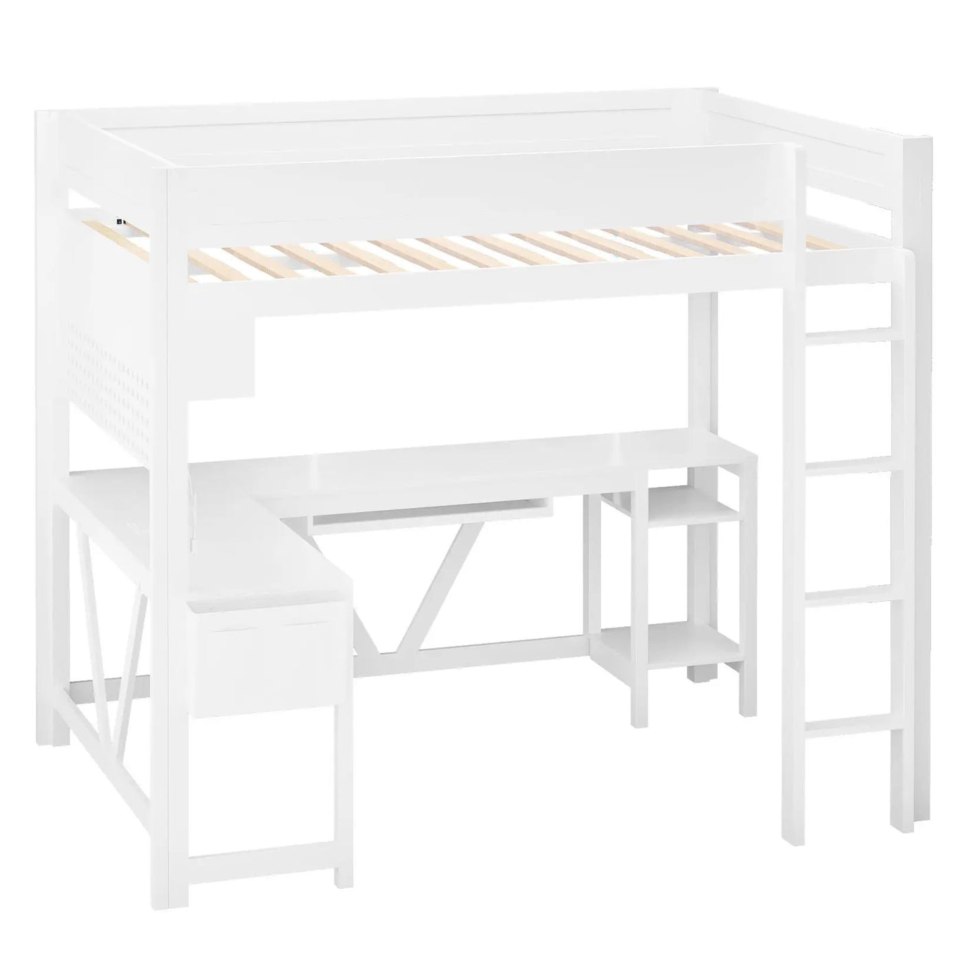 Gaming Loft Bed With Desk, Storage Shelves, LED And Charging Station by HouseOfZazla