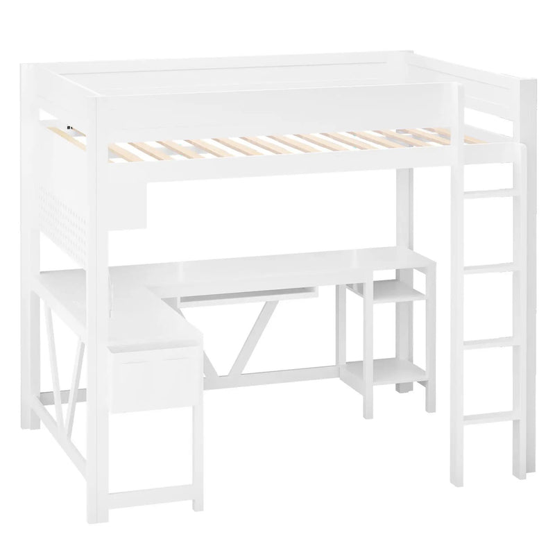 Gaming Loft Bed With Desk, Storage Shelves, LED And Charging Station by HouseOfZazla