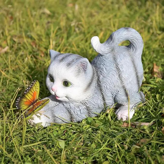 Solar Garden Statues Outdoor Cat Lights, Unique Housewarming Garden Gifts for Women Mom Wife Grandma and Sisters，Cute Cat Sculpture Decoration for Patio, Terrace, Balcony, Lawn by GreenHaven Gardens