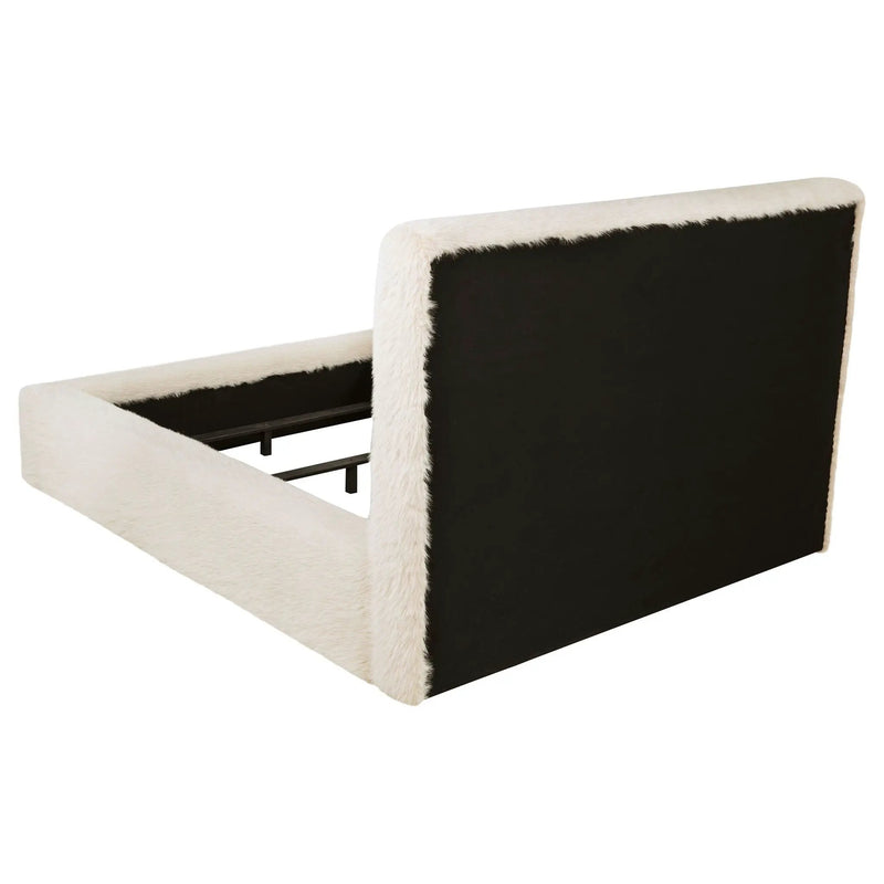 Rebecca Faux Fur Upholstered Eastern King Bed Cream by Unique Piece Furniture