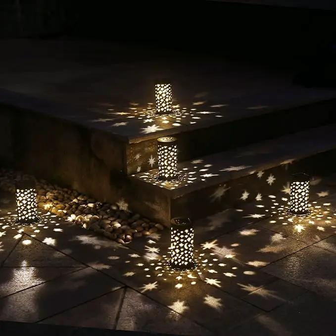 Solar Garden Lights - 6 Pack Black Star Moon, Waterproof Outdoor Path Lights by GreenHaven Gardens